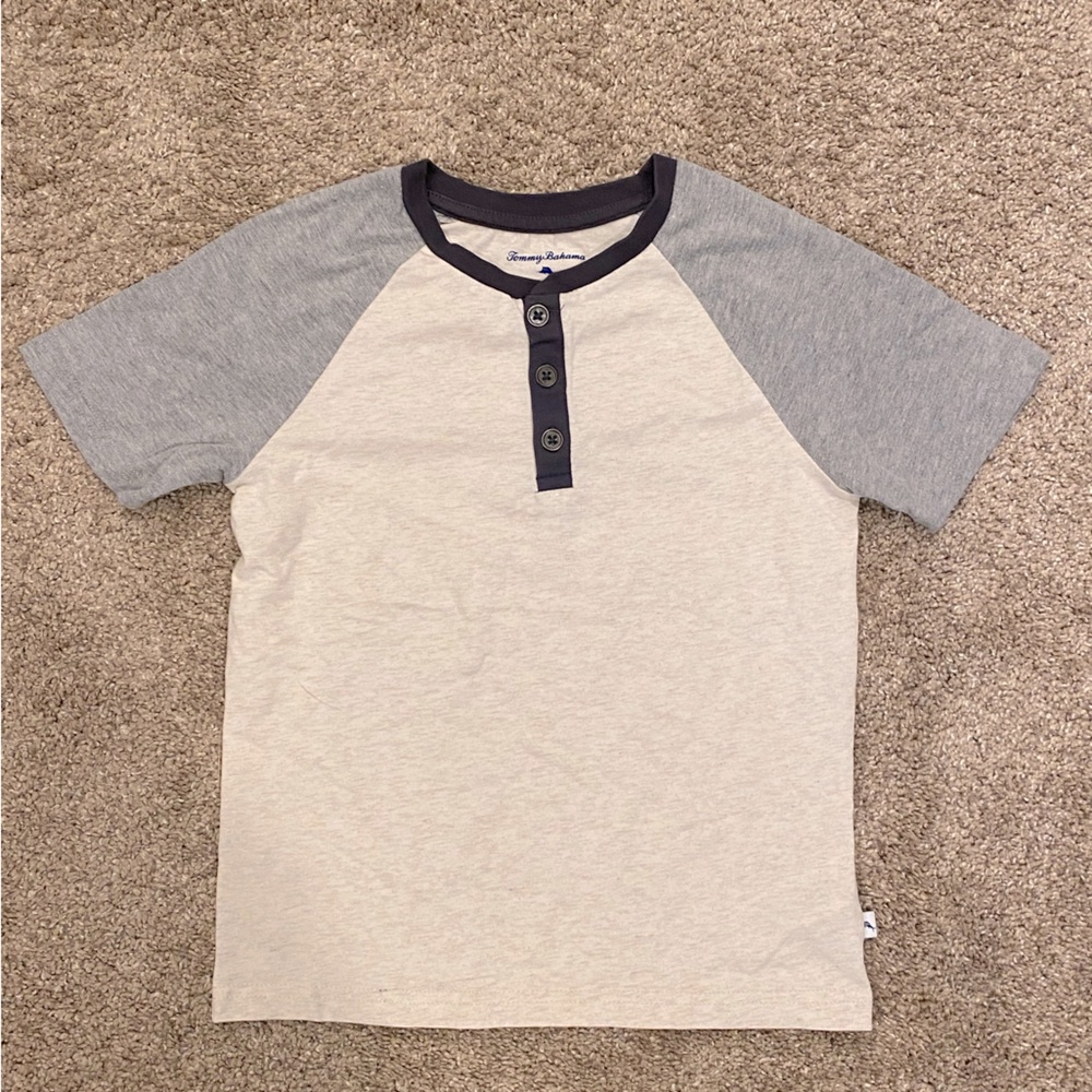Kids Tommy Bahama Cream/Grey Size S (5/6) Polo Tee!